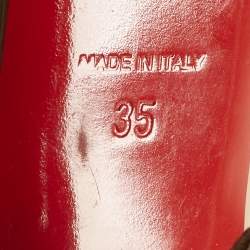 Pre Owned حذاء كعب عالي كريستيان لوبوتان نوبوك جلد بيج حزام خلفي منصة مفتوحة مقاس 36