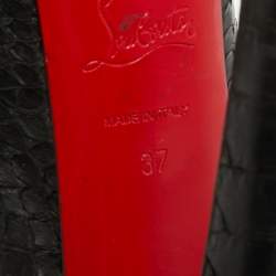 Pre Owned Christian Louboutin Lady Daf Size 37 Black Python Leather Platform Pumps