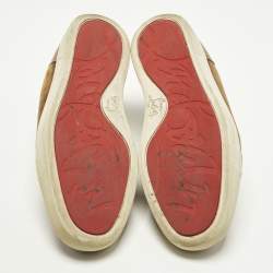 Pre Owned Christian Louboutin Louis Junior Size 42 Brown Leather Suede Low Top Sneakers