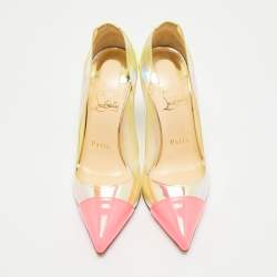 Pre Owned Christian Louboutin Debout Size 36.5 Multicolor Patent Leather PVC Pumps