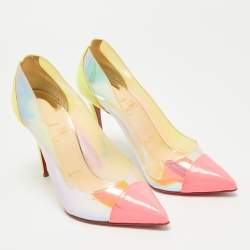 Pre Owned Christian Louboutin Debout Size 36.5 Multicolor Patent Leather PVC Pumps
