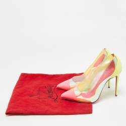 Pre Owned Christian Louboutin Debout Size 36.5 Multicolor Patent Leather PVC Pumps