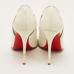 Pre Owned Christian Louboutin Cosmo Size 38.5 White Patent Leather and PVC Pumps