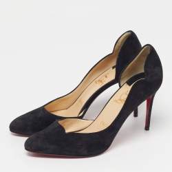 مملوكة مسبقًا Christian Louboutin Iriza Size 38 Black Suede D'orsay Pumps