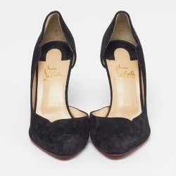 مملوكة مسبقًا Christian Louboutin Iriza Size 38 Black Suede D'orsay Pumps