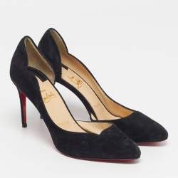 مملوكة مسبقًا Christian Louboutin Iriza Size 38 Black Suede D'orsay Pumps