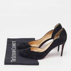 مملوكة مسبقًا Christian Louboutin Iriza Size 38 Black Suede D'orsay Pumps