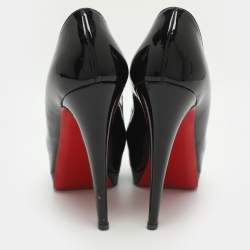 Pre Owned Christian Louboutin Palais Royal Size 36.5 Black Patent Leather Platform Pumps