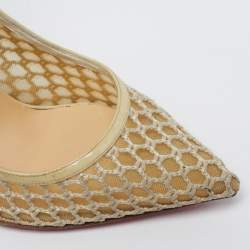 مملوكة مسبقًا Christian Louboutin Guni Size 37 Beige Mesh and Patent Leather Spike Pumps