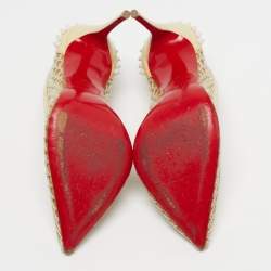 مملوكة مسبقًا Christian Louboutin Guni Size 37 Beige Mesh and Patent Leather Spike Pumps