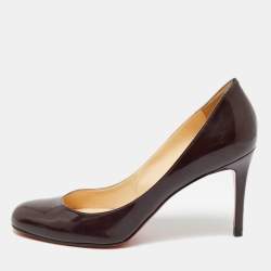 Pre Owned Christian Louboutin Bianca Size 37 Burgundy Patent Leather Pumps