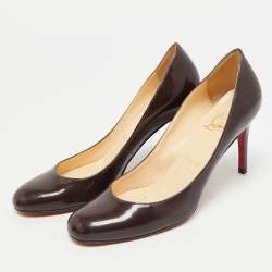 Pre Owned Christian Louboutin Bianca Size 37 Burgundy Patent Leather Pumps