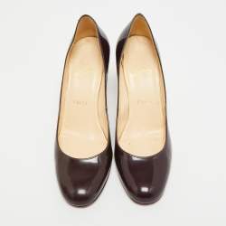 Pre Owned Christian Louboutin Bianca Size 37 Burgundy Patent Leather Pumps