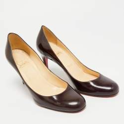 Pre Owned Christian Louboutin Bianca Size 37 Burgundy Patent Leather Pumps