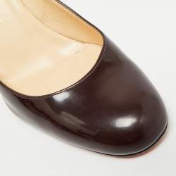 Pre Owned Christian Louboutin Bianca Size 37 Burgundy Patent Leather Pumps