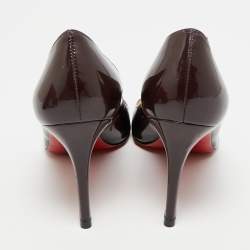 Pre Owned Christian Louboutin Bianca Size 37 Burgundy Patent Leather Pumps