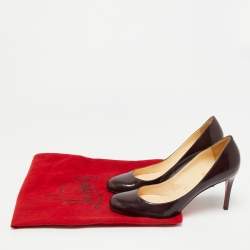 Pre Owned Christian Louboutin Bianca Size 37 Burgundy Patent Leather Pumps