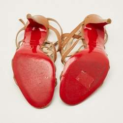 Pre Owned Christian Louboutin Size 36.5 Brown Leather Ankle Strap Sandals