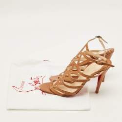 Pre Owned Christian Louboutin Size 36.5 Brown Leather Ankle Strap Sandals