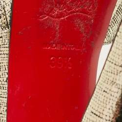 مملوكة مسبقًا صندل كريستيان لوبوتان نعل سميك سيور كاحل لولودانسينغ جلد منقوش لاميه ذهبي ميتالك مقاس 37.5