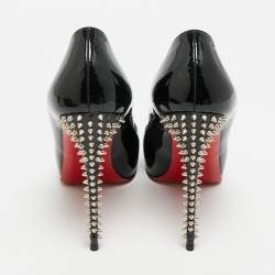 Pre Owned Christian Louboutin Very Prive Size 39.5 Black Patent Leather Peep Toe Pumps