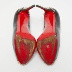 Pre Owned Christian Louboutin Very Prive Size 39.5 Black Patent Leather Peep Toe Pumps