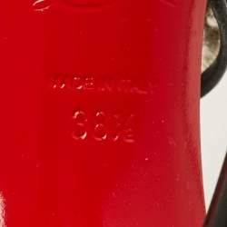 Pre Owned Christian Louboutin  Size 38.5 Black Acide Lace and Leather Flocked Tulle Ankle-Strap Pumps