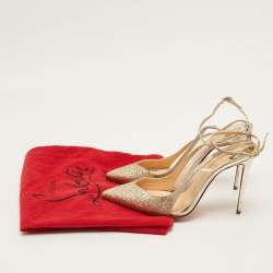 مملوكة مسبقًا Christian Louboutin optisexy 70 Size 37 Transparent Glitter and PVC Slingback Ankle Strap Pumps