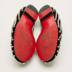 Pre Owned حذاء فلات كريستيان لوبوتان سبايكز رولربوي قطيفة أسود مقاس 39