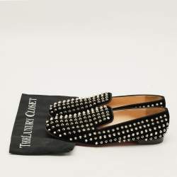 Pre Owned حذاء فلات كريستيان لوبوتان سبايكز رولربوي قطيفة أسود مقاس 39