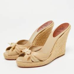 Pre Owned صندل كريستيان لوبوتان بليتون قماش كريب برتقالي بكعب روكي مقاس 40