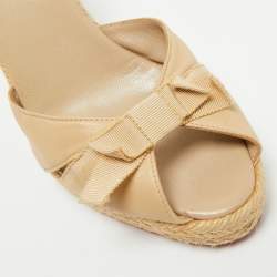 Pre Owned صندل كريستيان لوبوتان بليتون قماش كريب برتقالي بكعب روكي مقاس 40