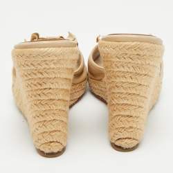 Pre Owned صندل كريستيان لوبوتان بليتون قماش كريب برتقالي بكعب روكي مقاس 40