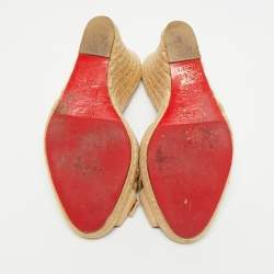 Pre Owned صندل كريستيان لوبوتان بليتون قماش كريب برتقالي بكعب روكي مقاس 40