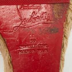 Pre Owned صندل كريستيان لوبوتان بليتون قماش كريب برتقالي بكعب روكي مقاس 40