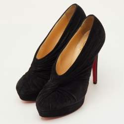 Pre Owned Christian Louboutin Manchon Size 39 Black Suede Platform Pumps