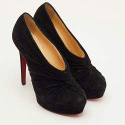 Pre Owned Christian Louboutin Manchon Size 39 Black Suede Platform Pumps