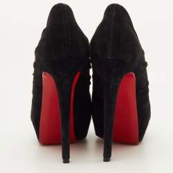 Pre Owned Christian Louboutin Manchon Size 39 Black Suede Platform Pumps