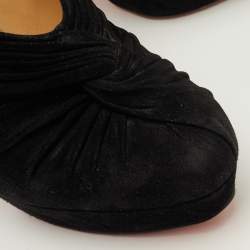 Pre Owned Christian Louboutin Manchon Size 39 Black Suede Platform Pumps