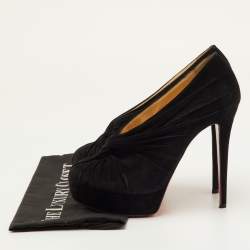 Pre Owned Christian Louboutin Manchon Size 39 Black Suede Platform Pumps