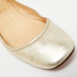 Pre Owned Christian Louboutin Size 38 Gold Leather Ballet Flats