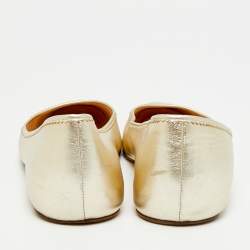 Pre Owned Christian Louboutin Size 38 Gold Leather Ballet Flats