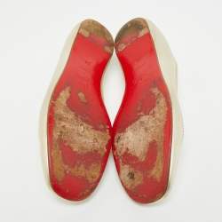 Pre Owned Christian Louboutin Size 38 Gold Leather Ballet Flats