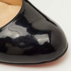 Pre Owned Christian Louboutin Ron Ron Size 38 Black Patent Leather Wedge Pumps