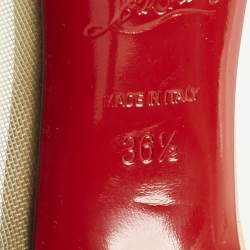 Pre Owned Christian Louboutin Galativi Size 36.5 Beige Net and Suede Crystal Embellished Pumps