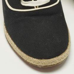 Pre Owned Christian Louboutin Size 39 Black Canvas Espadrille Wedge Pumps