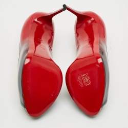 Pre Owned Christian Louboutin Lady Peep Size 38.5 Black/Red Patent Leather Peep Toe Pumps