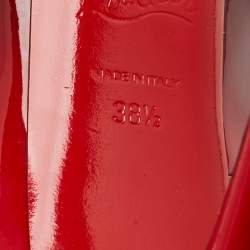 Pre Owned Christian Louboutin Lady Peep Size 38.5 Black/Red Patent Leather Peep Toe Pumps
