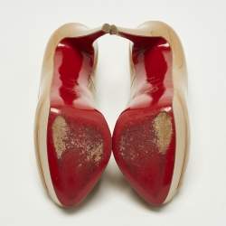 Pre Owned Christian Louboutin Lady Peep Size 39 Beige Patent Leather Platform Pumps