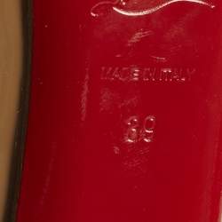 Pre Owned Christian Louboutin Lady Peep Size 39 Beige Patent Leather Platform Pumps